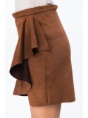 Suede skirt with ruffles caramel MP81905 - Online store - Boutique